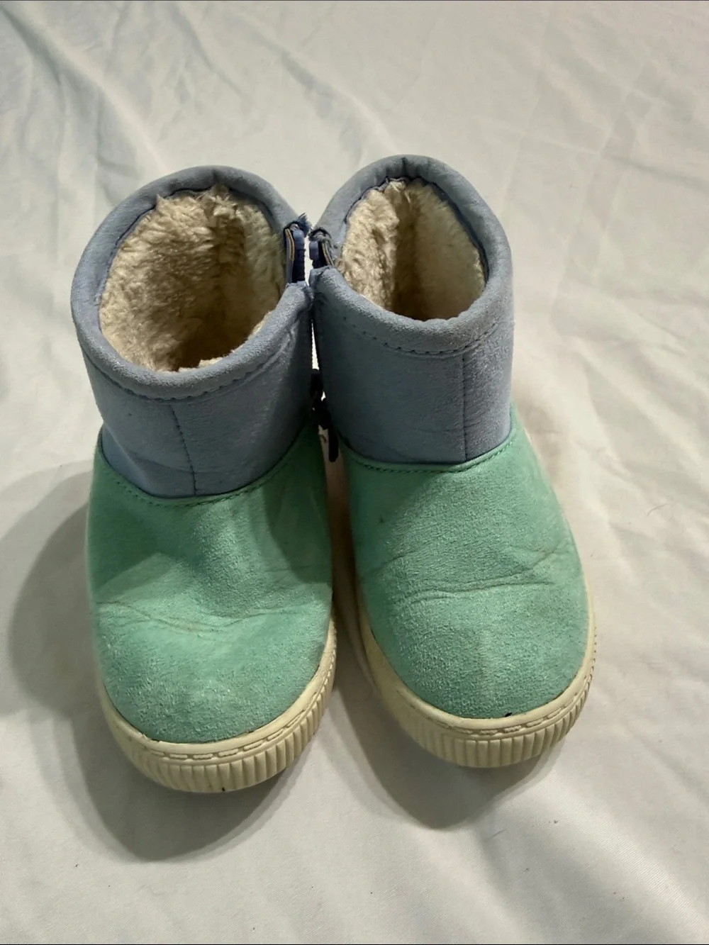 Cat & Jack Kids Colorblock Faux-Fur Booties - Mint, Light Blue & Pink